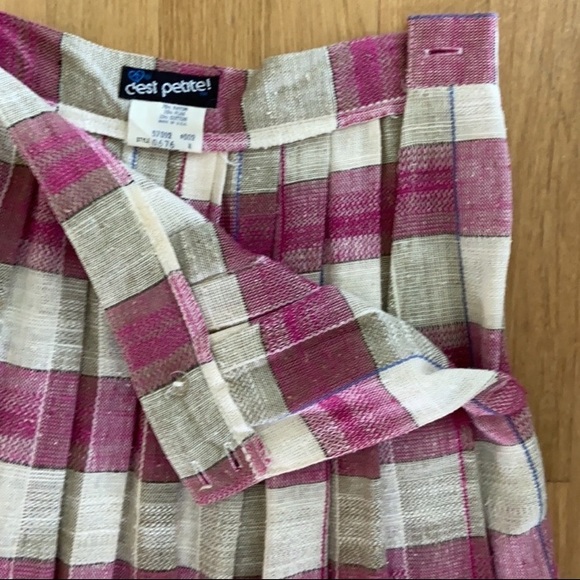 C’est Petite EUC Vintage Pleated Flax Blend Skirt - Picture 7 of 9